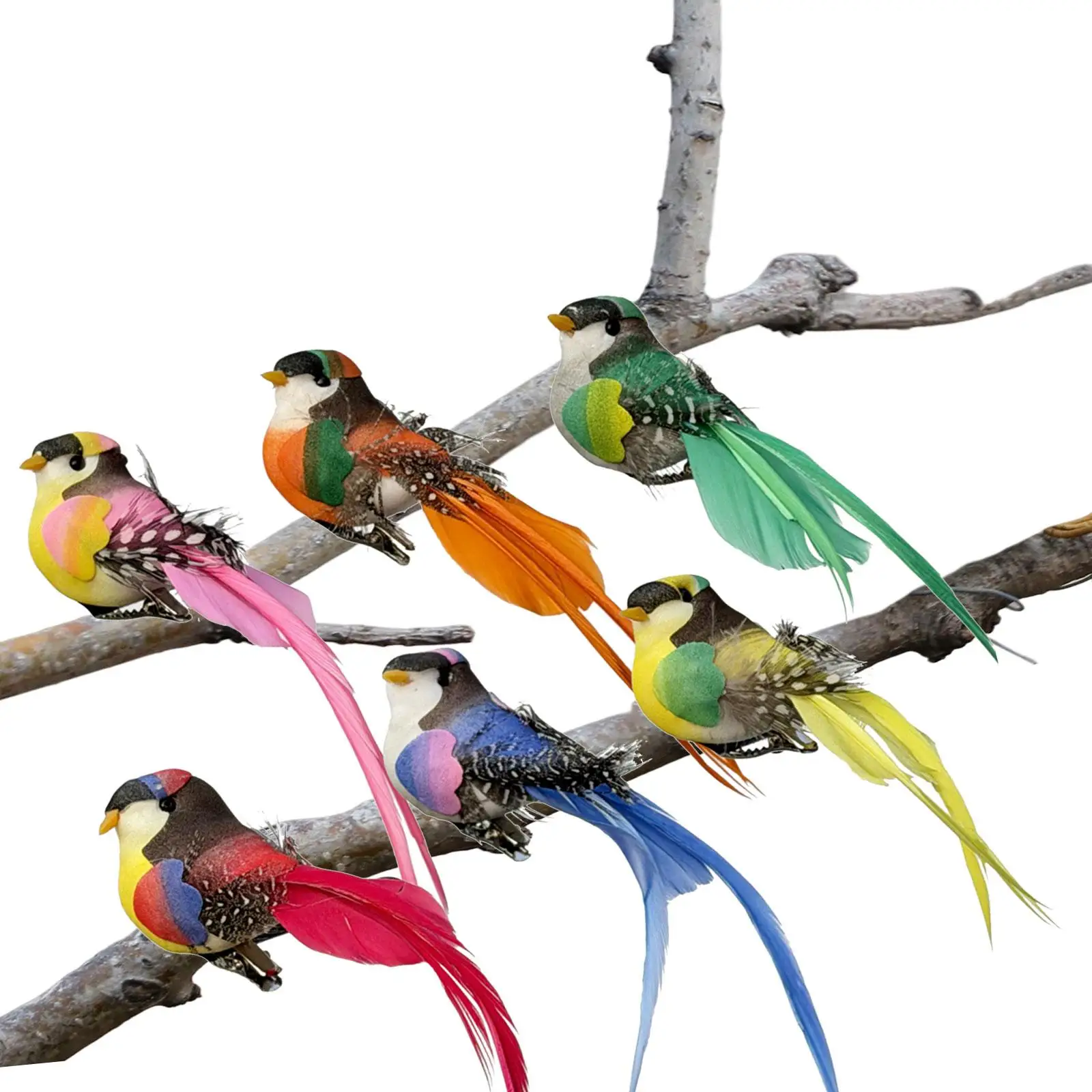 Lifelike Artificial Bird Ornament Realistic Branch Clip Decoration for Home Balcony Lawn Garden Seasonal Display