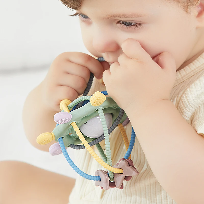 كرة تسنين سيليكون للأطفال، عضاضة مانهاتن، لعبة تسنين ناعمة وقابلة للمضغ للمواليد الجدد