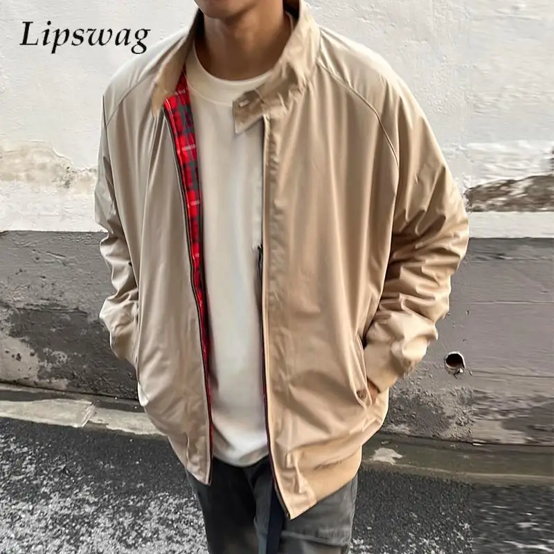 

Trendy Mens Stand Collar Buttoned Jackets Streetwear Vintage Patchwork Zipper Coats Men Autumn Winter Outdoor Casual Jacket Coat