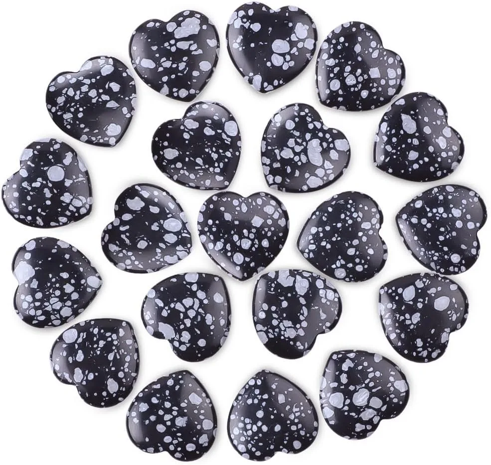 10pcs Natural Crystal 0.8 inch Snow Flake Heart Love Shaped Healing Stones Polished Rocks Cute Mini Palm Chakra Gemstones