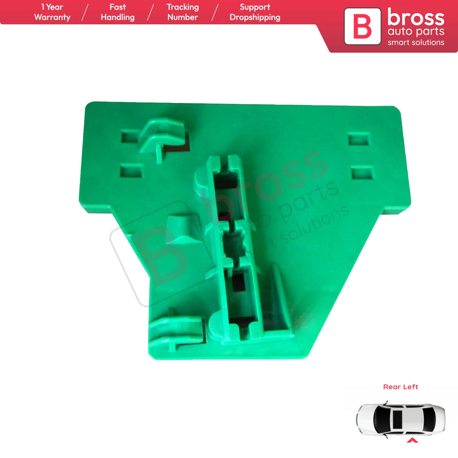 Bross Auto Parts BWR228 Clip regulador de ventana de energía eléctrica, puerta trasera izquierda para Audi A4 B6/B7 8E 8H Limousine/Variant 2000-09