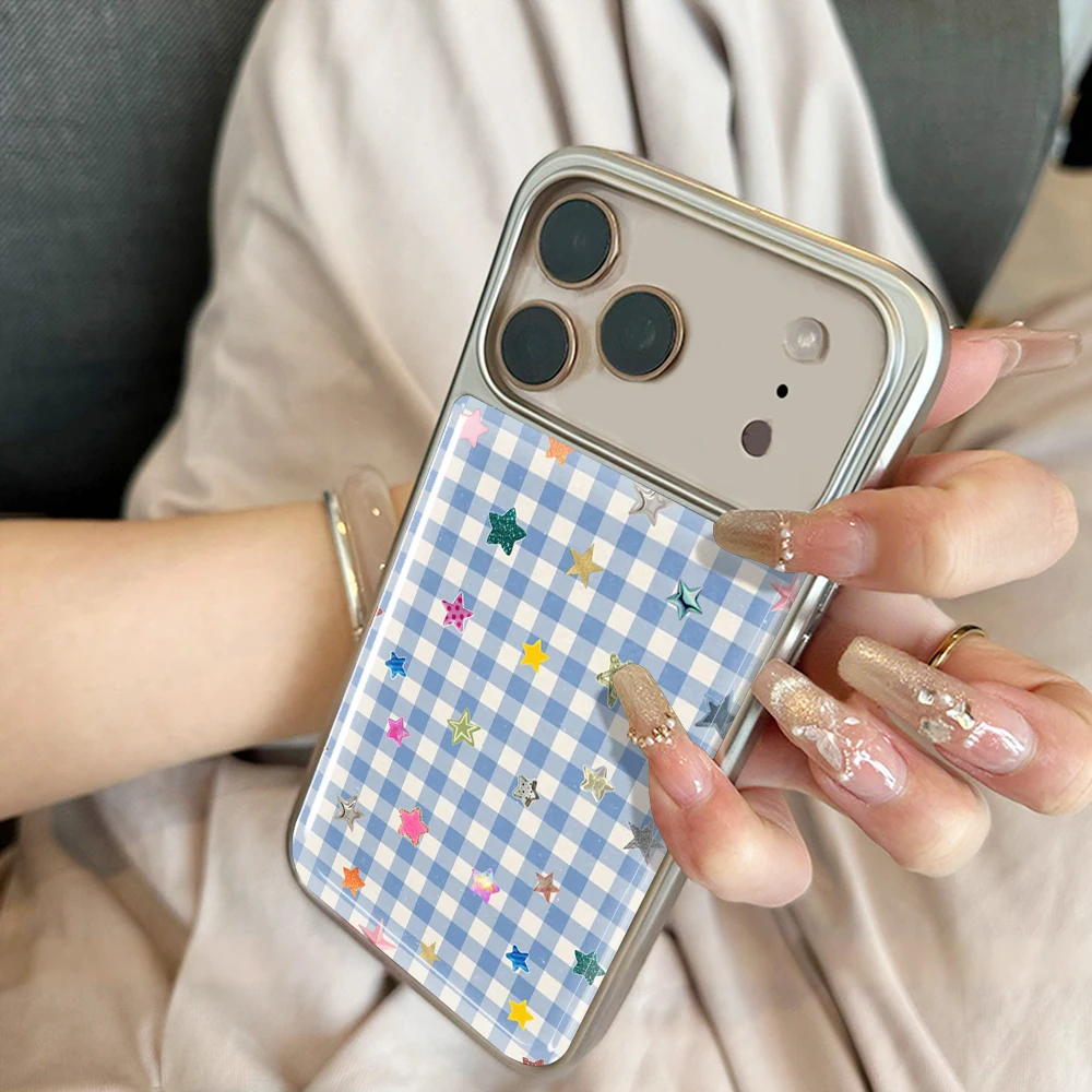 Blaues Karomuster Paar Drop Glue INS Hülle für iPhone 15 17 13 Pro Max Phone 11 12 13 ProMax 14 15 16 Plus Hüllen Stoßfest Niedliche Coque – Detail 5