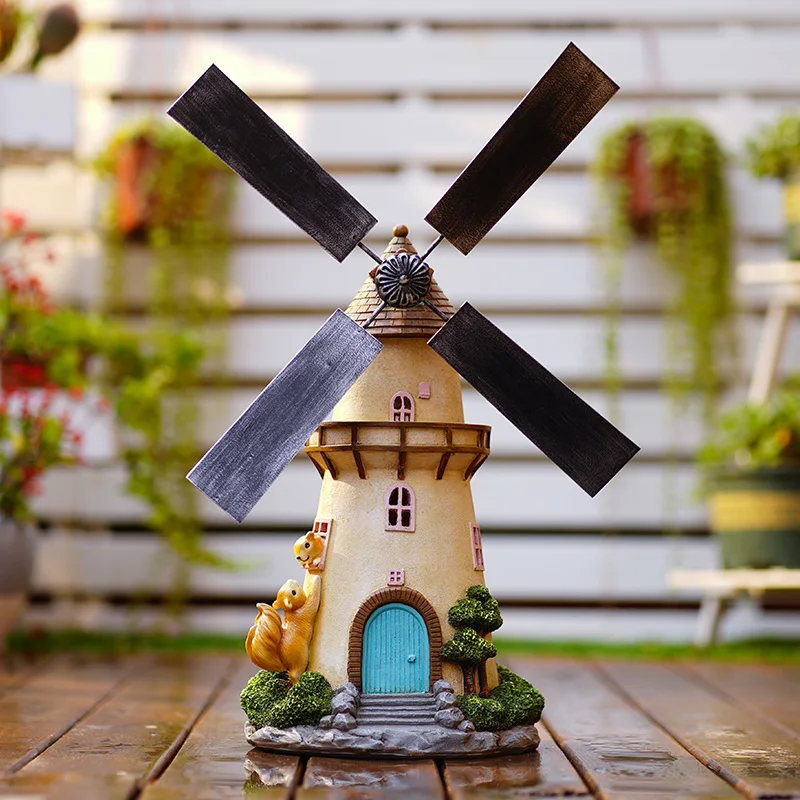 

Outdoor garden courtyard rotating windmill decorative ornament solar light combination