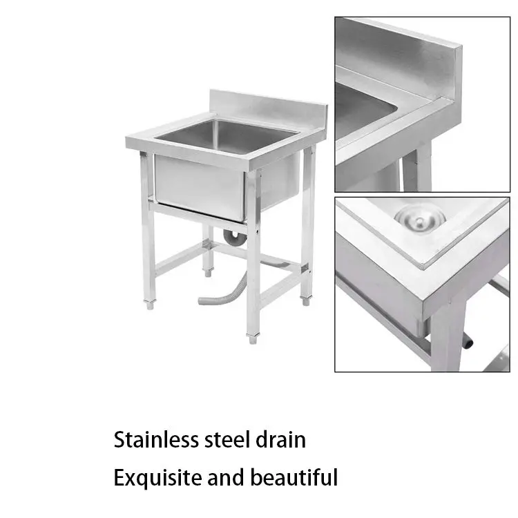 Handmade Single Bowl Freestanding Kitchen Sink Commercial Restaurant Kitchen Equipment Stainless Steel for Restaurants Kitchens