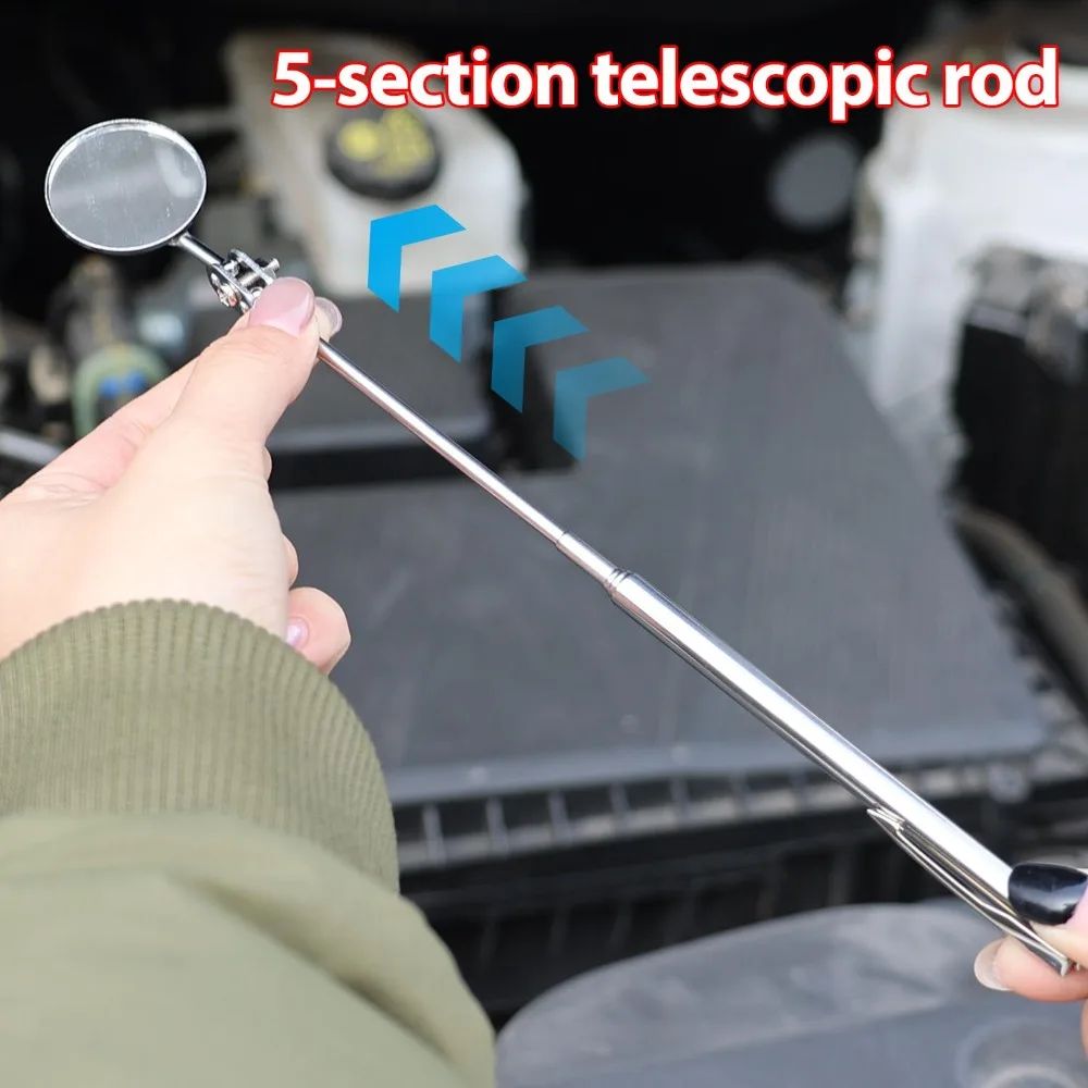 Universal Telescoping Inspection Mirror Tool 360 Swivel Round Glass for Car Auto Repair Welding Household Pipeline Gap Checking view 3