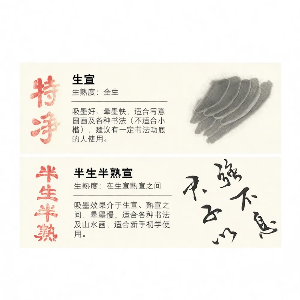 Authentic Semi Ripe Xuan Paper For Traditional Chinese Calligraphy Writing Thickened Ink Painting Supplies Professional Art Shee