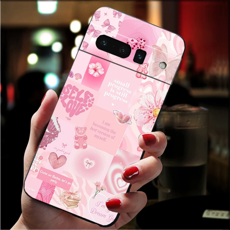 حافظة لهاتف جوجل بيكسل 10 9 برو XL 9A 8 7 6 Pro Pixel 8A 7A 6A Pixel 8 7 6 5 حافظة جمالية وردية #4