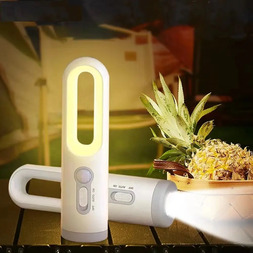 Lampada da comodino portatile 2 in 1 con sensore di movimento a luce LED ricaricabile, lanterna, lampada da comodino impermeabile ad alta luminosità per l'alimentazione del bambino