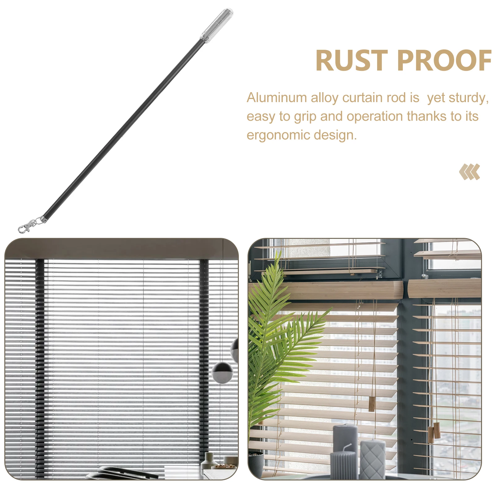 

50cm Black Aluminum Curtain Pull Rod Manual Sliding Drapery Wand Lightweight Stylish Easy Operation Long Service Life Modern