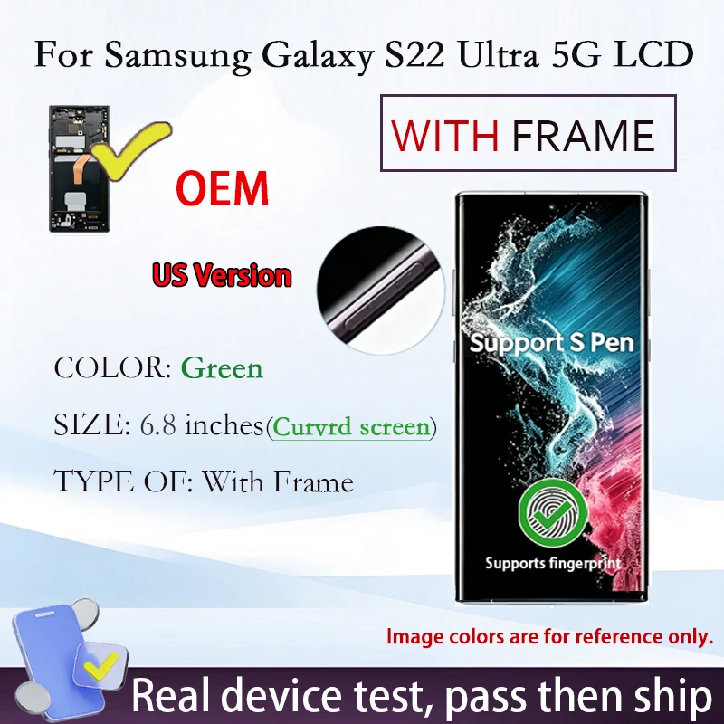 S22U Voor Samsung Galaxy S22 Ultra 5G AMOLED LCD Display Touchscreen Digitizer Assemblage Vervanging Reparatie Onderdelen Nieuwe Levering
