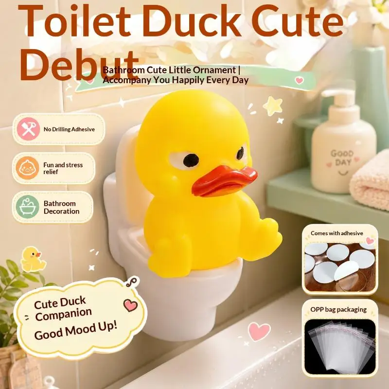 Funny Toilet Duck Friend Kawaii Statue Handcrafted Resin Figurine for Desktop Bookshelf Bathroom Car Interior Decor
