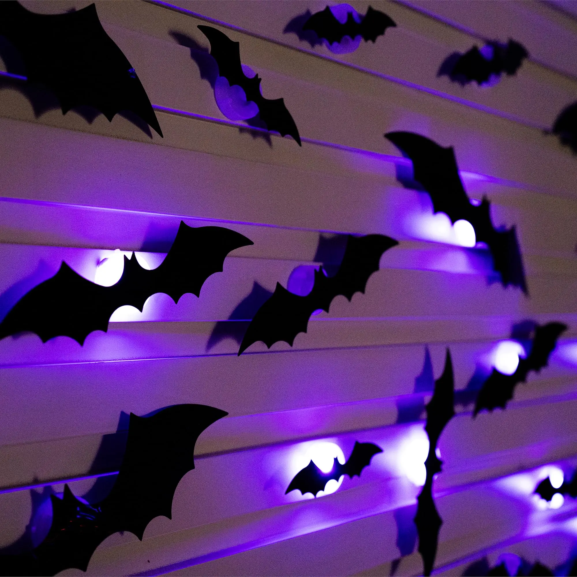 Halloween LED Bats Light Wall Decor,Realistic PVC 3D Bats Sticker Lights for Home Indoor Outdoor Halloween Party Wall Decoration