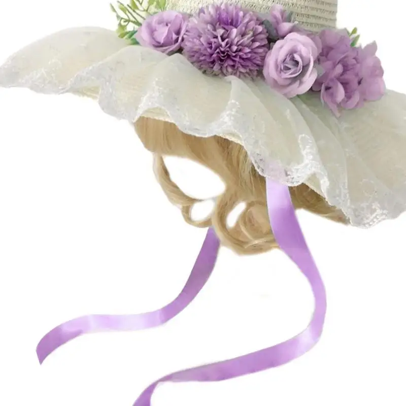 31BB Handwoven Straw Hat Women Teaparty  Victorian Hat Bonnet Hat Outdoor Camping Hat Women Travel Hat Headdress