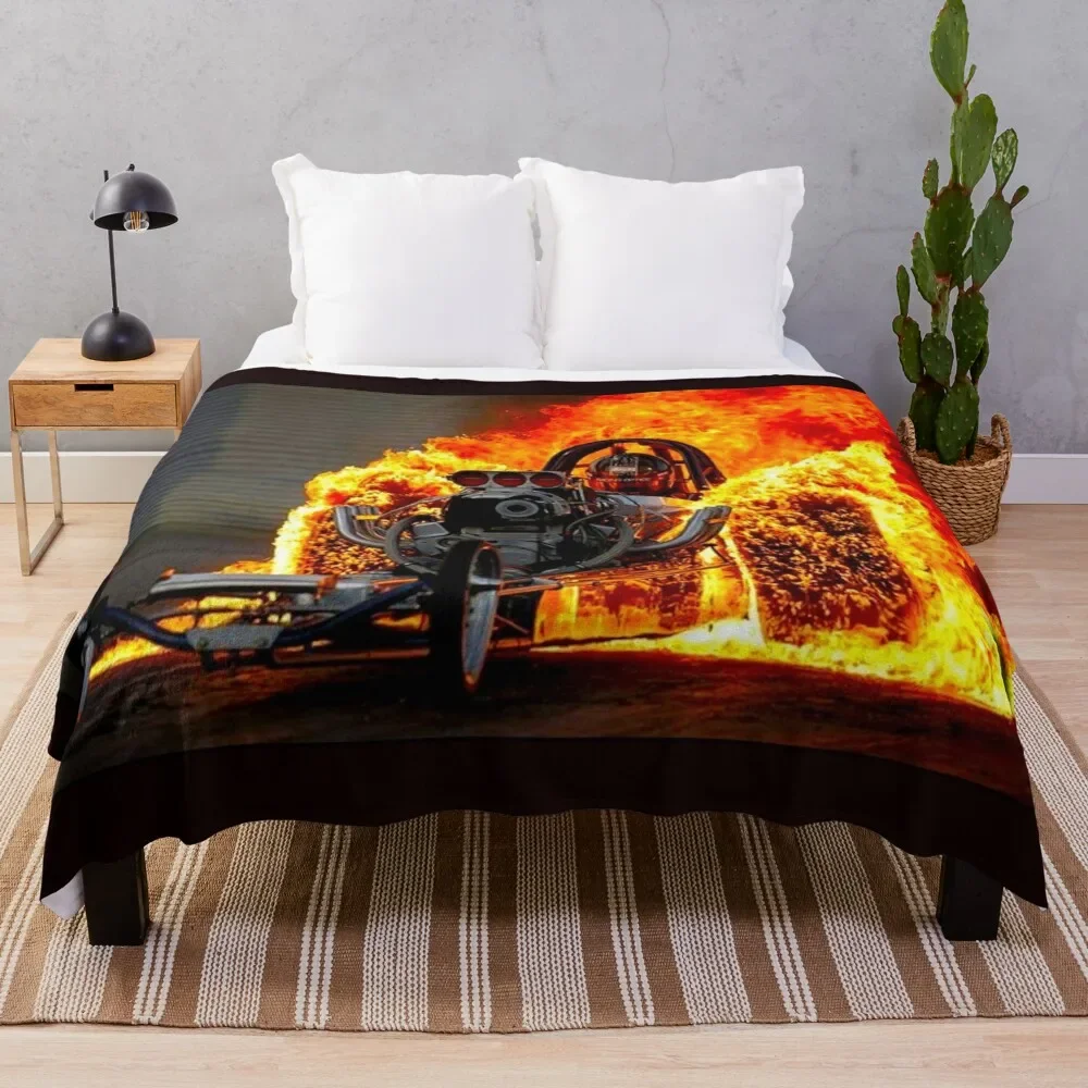 DRAG RACE; Vintage Automobile Burn-Out Print Throw Blanket for sofa For Decorative Sofa Blankets