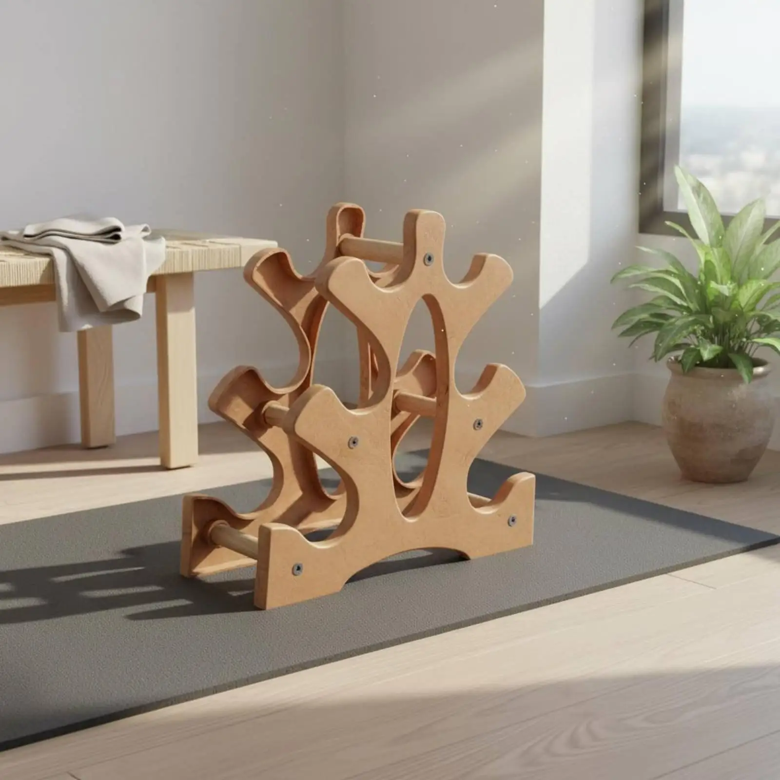 Compact Dumbbell Holder Rack for Fitness Equipment Storage with Scratch Resistant Base for Floor Safety