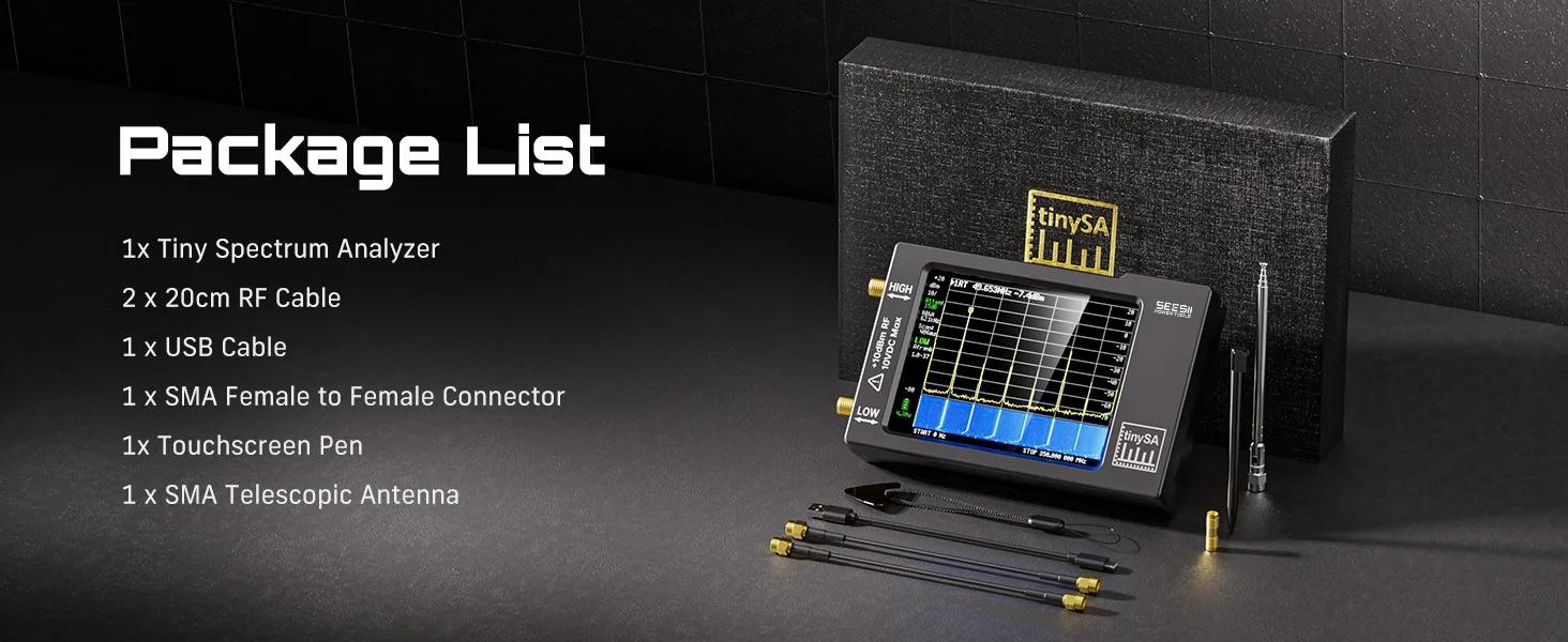 Tragbarer TinySA-Spektrumanalysator, verbesserter V0.3.1 Winziger Frequenzanalysator, 100 kHz bis 960 MHz, MF/HF/VHF-UHF-Eingangssignalgenerator – Detail 12