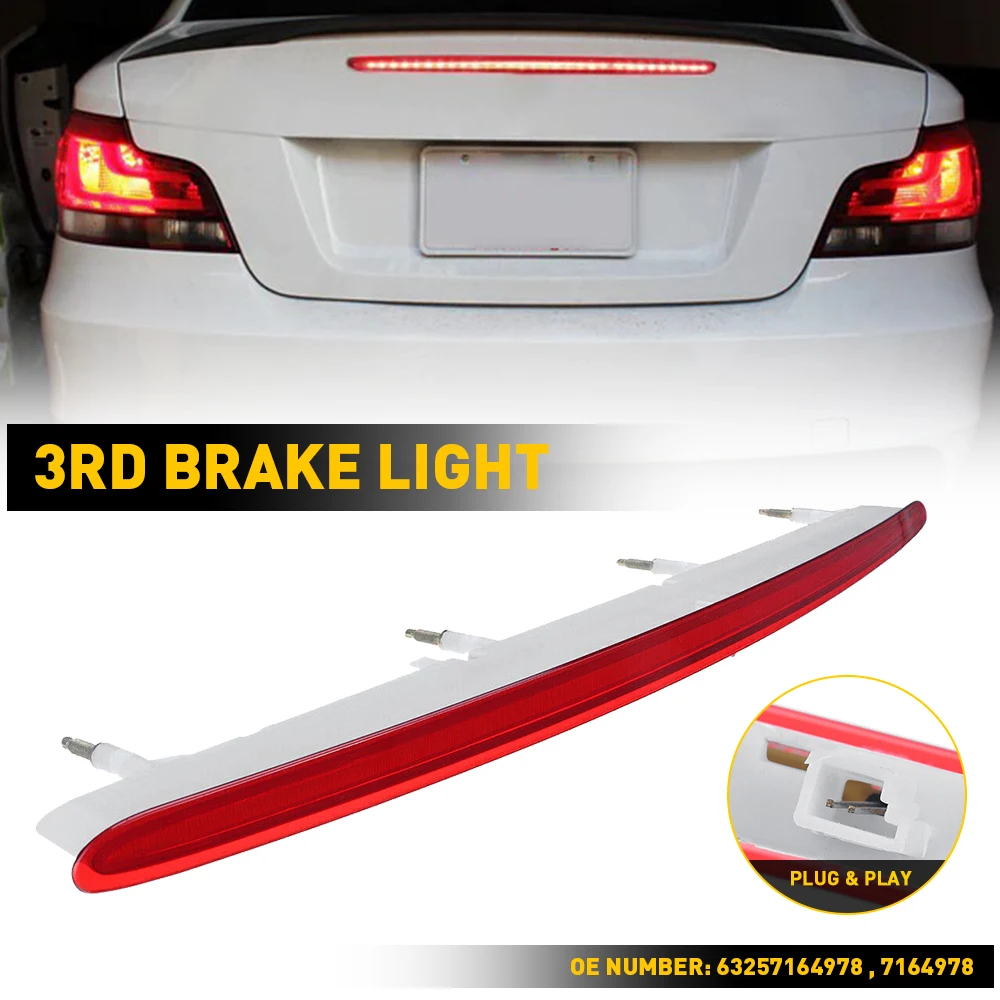 

1Pcs LED Red Third Brake Light For BMW 1 Series E82 E88 Coupe/Convertible 2007-2013 82 M Coupe 2011-2012 Red LENS OEM 7164978