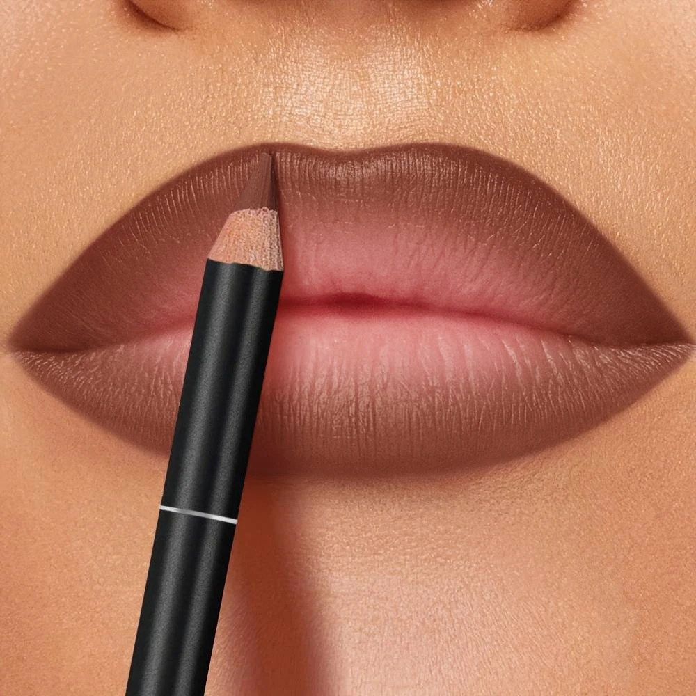 Lápiz delineador de labios mate de larga duración, a prueba de manchas y sin grupos, efecto de maquillaje de labios completo, lápiz labial resistente al agua
