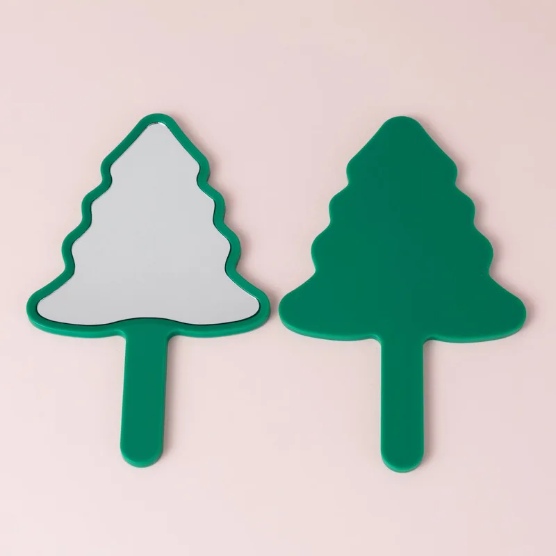 Cartoon kerstboom make-upspiegel Handheld make-upspiegel Nieuwe make-upspiegels Zoete meisjesstijl Geschikt om mee te nemen