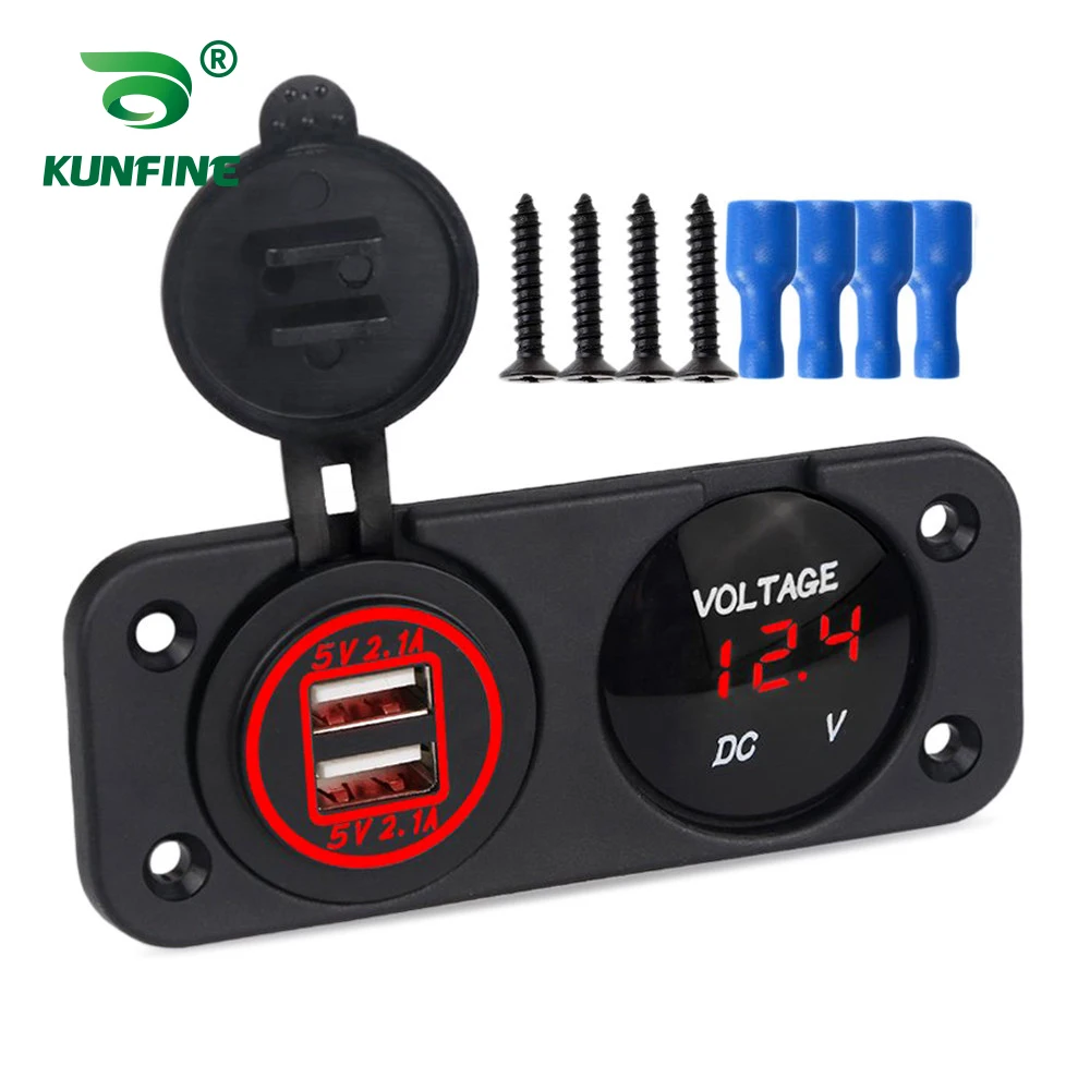 

Multifunctional Car Charger Dual USB 4.2A Fast Charging With Voltmeter Waterproof Dustproof Red/Blue/Green