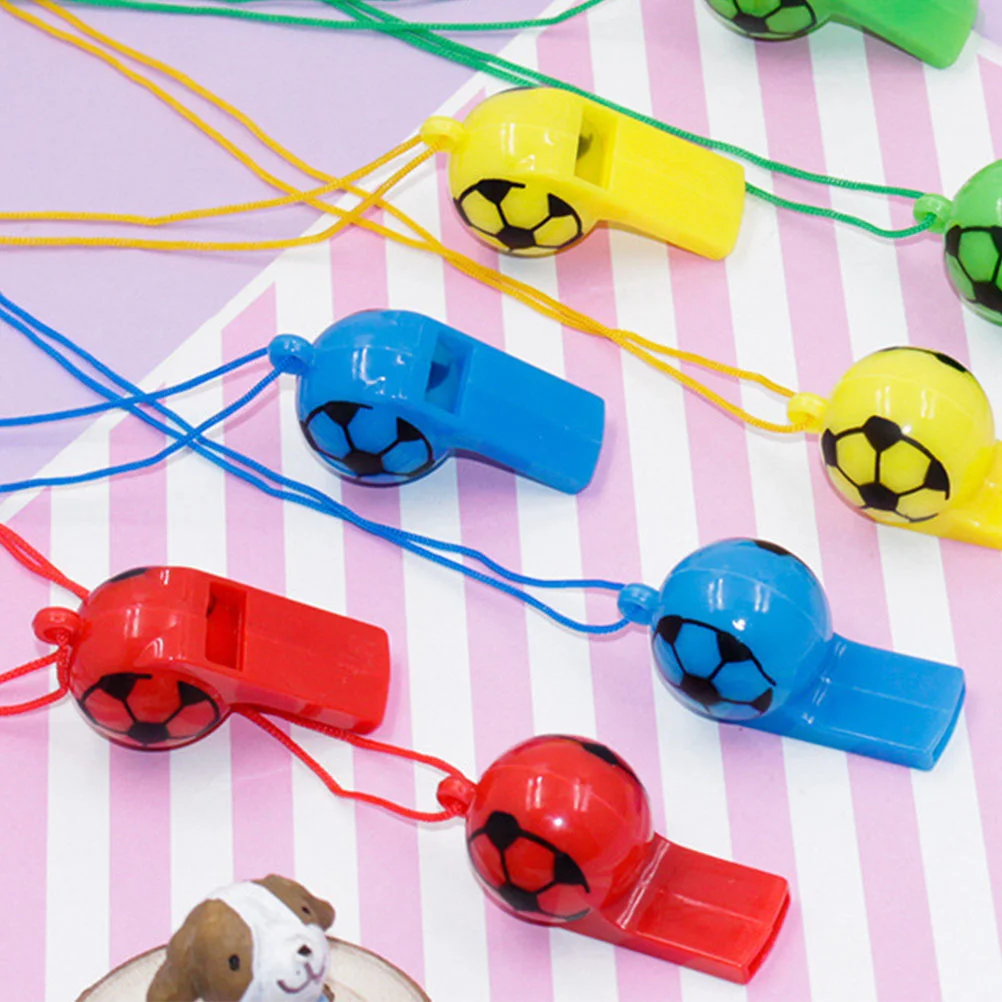 24 Pcs Football Pattern Whistle Training Sports Referee for Kids Pet Whistles Toys