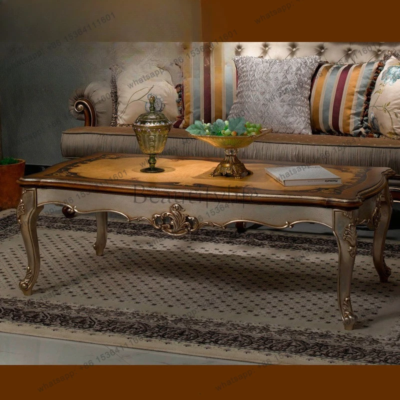 

French solid wood large coffee table European solid wood American coffee table veneer parquet furniture