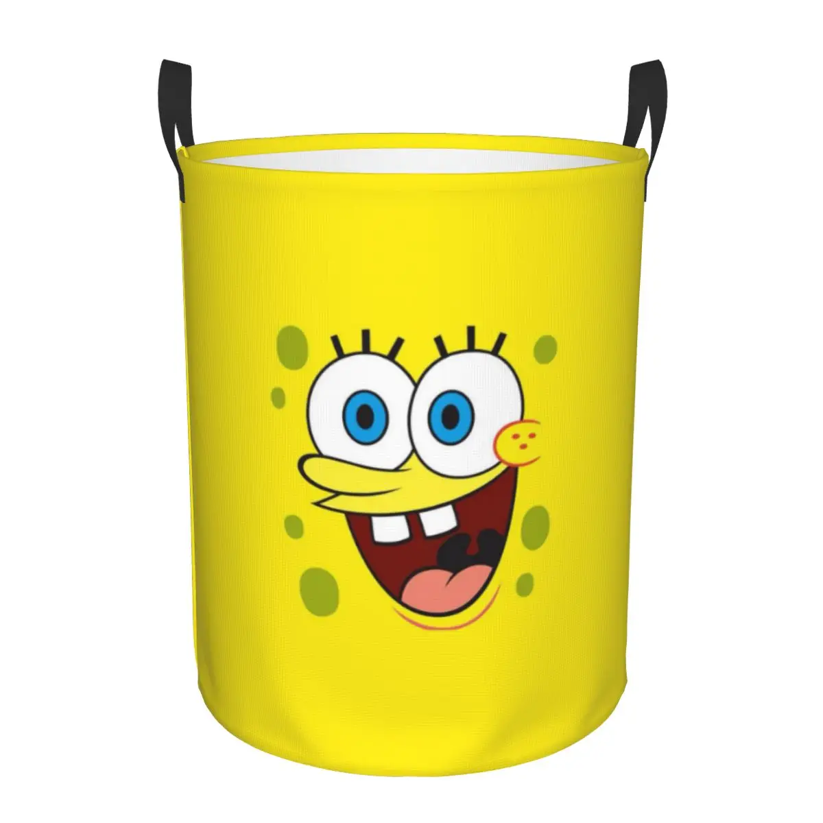 

Collapsible Round Single-Layer Laundry Basket Spongebob Portable Dirty Clothes Hamper for Bathroom, Bedroom, and Laundry Room