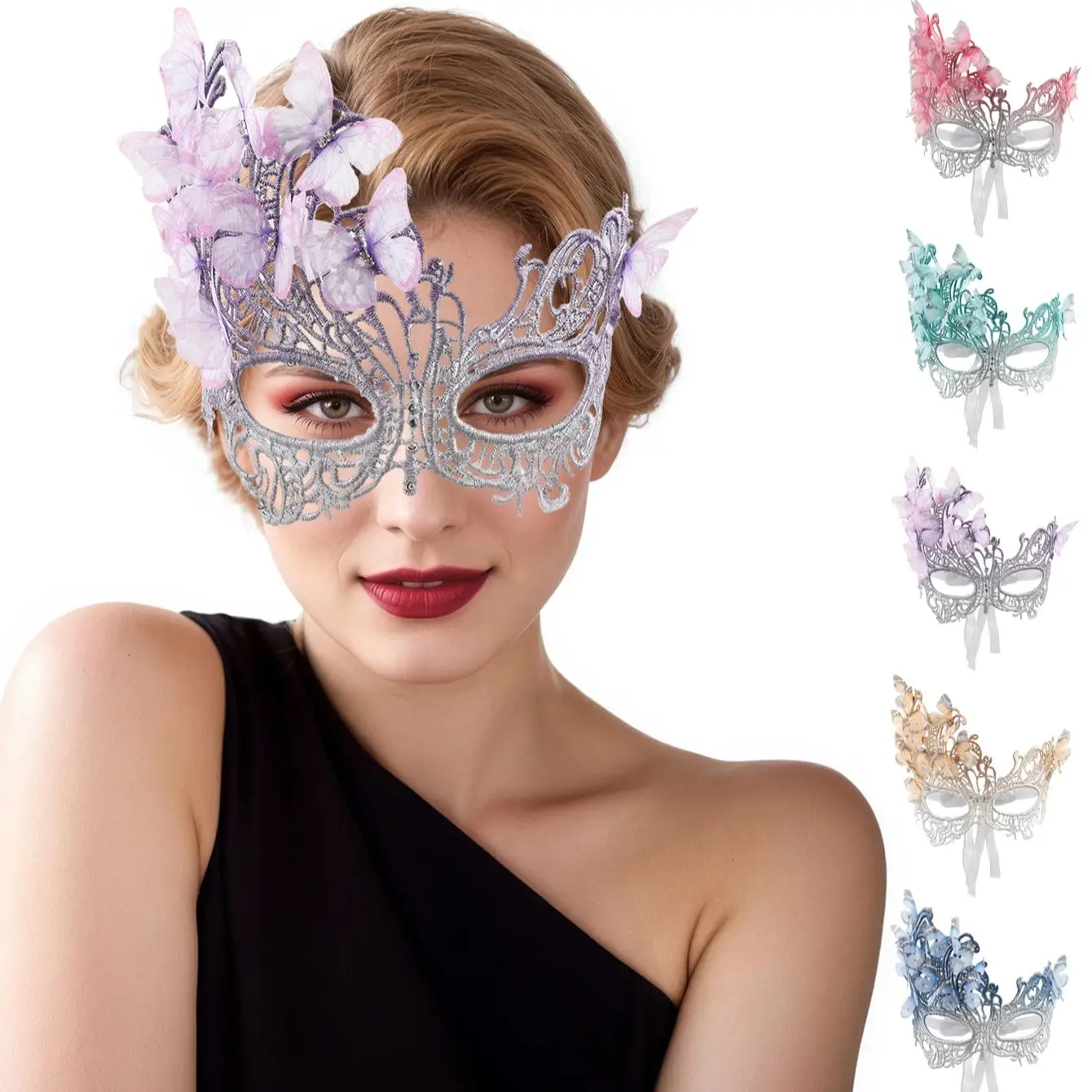 

Princess Half Face Mask Feather Masquerade Party Performance Props Halloween Accessory