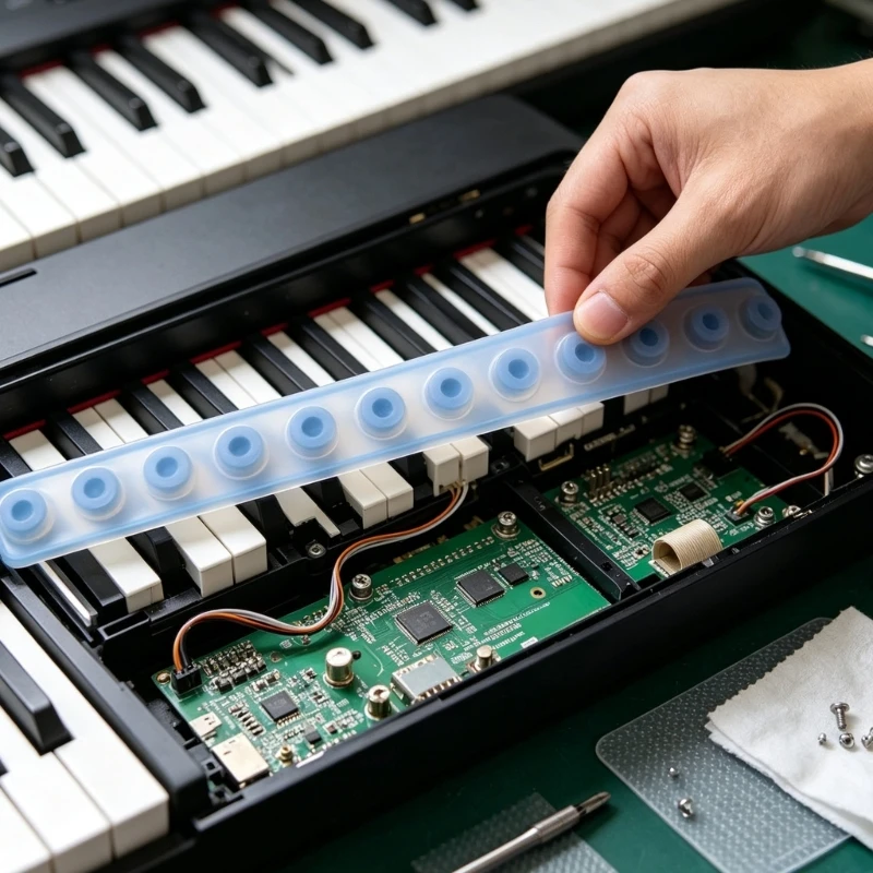 Electronic Keyboard Contact Pad for MK118 12-Key Models, Translucent Unified Row with 12 Round Contacts for Key Contact 69HD