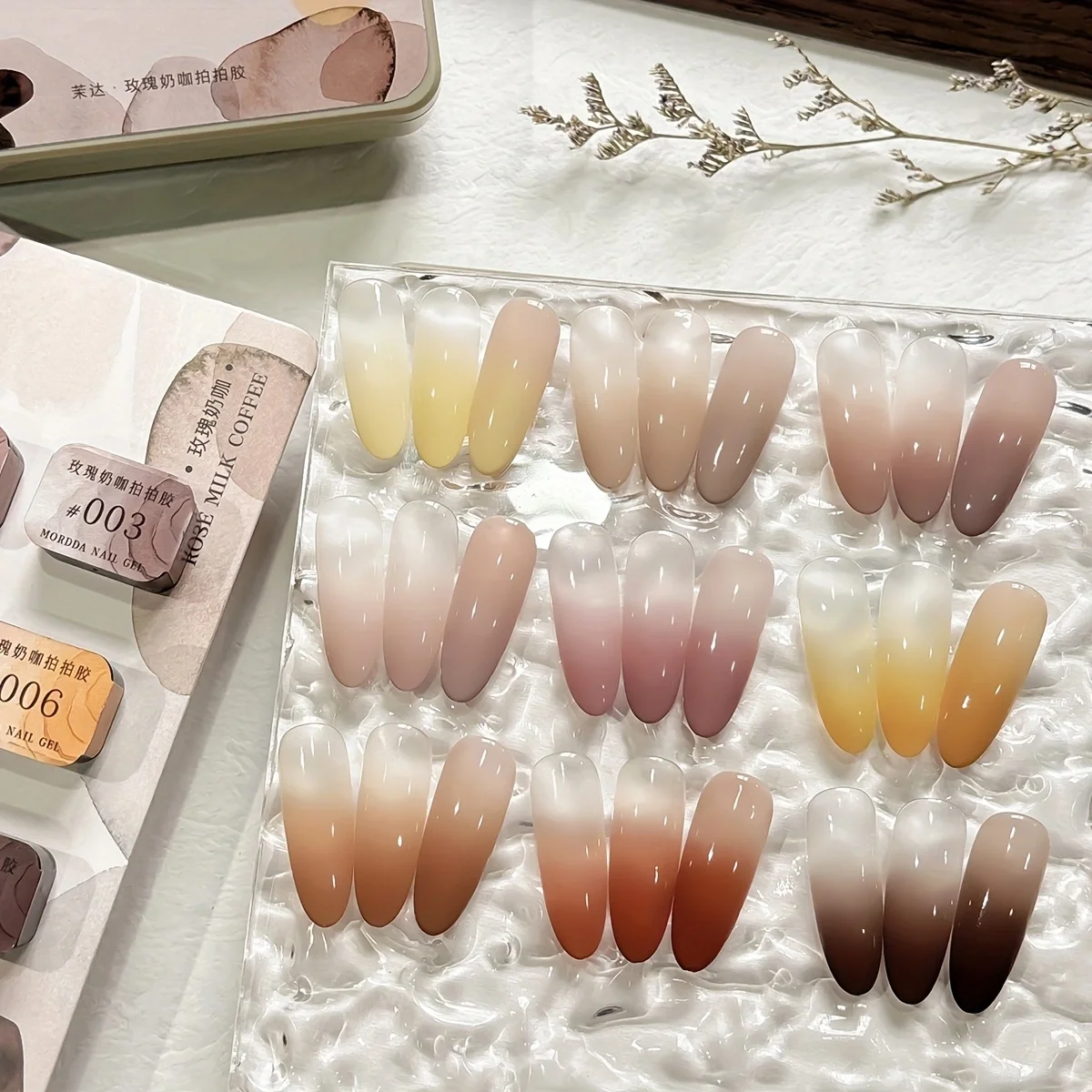 

9Colors Rose Milk Coffee Transquility Patting Glue Smudge Canned High Saturation Popular Semi-Solid Nail Polish Glue Nail