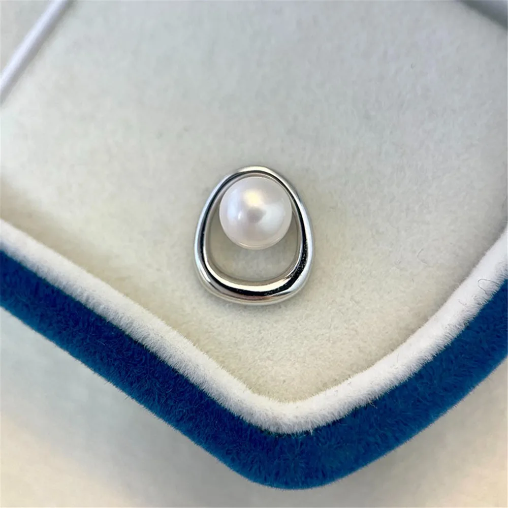S925 Sterling Silver Pearl Pendant Setting, DIY Empty Bezel Cup Jewelry Supplies for Craft Making, Hollow Prong Pendant Findings