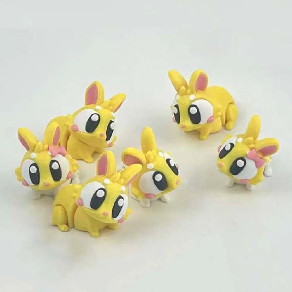 ピンク/イエローカラー 3D 印刷牛モデルシミュレーションフィギュアかわいいスタイル 3D 印刷ウサギフィギュア弓手芸