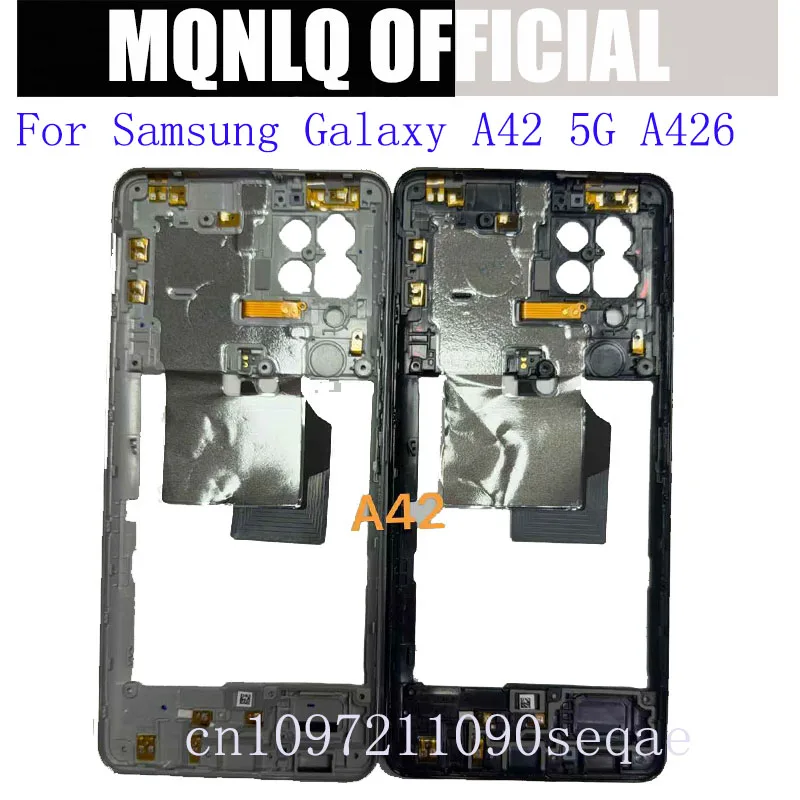 For Samsung Galaxy A42 5G A426 Middle Frame Housing Central Frame With Power Volume button Replacement Parts Black gray