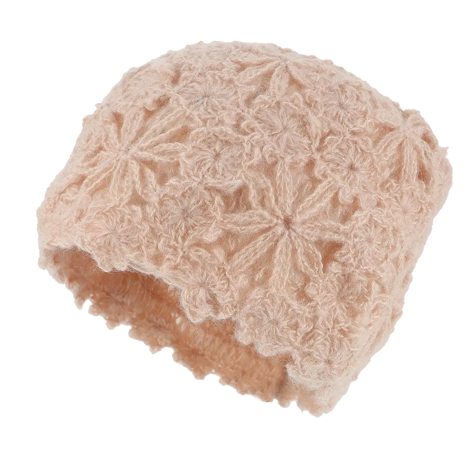 

Warm Knitted Hat Hollow Design Female Hats Ear Protection Vintage Beret Lightweight Cozy Skin Friendly Christmas Gift