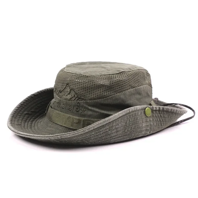 

Men's Cap Summer Mesh Breathable Retro 100% Cotton Bucket Hat Panama Jungle Fishing Hats Novelty Dad's Beach Cap Bucket Hat New