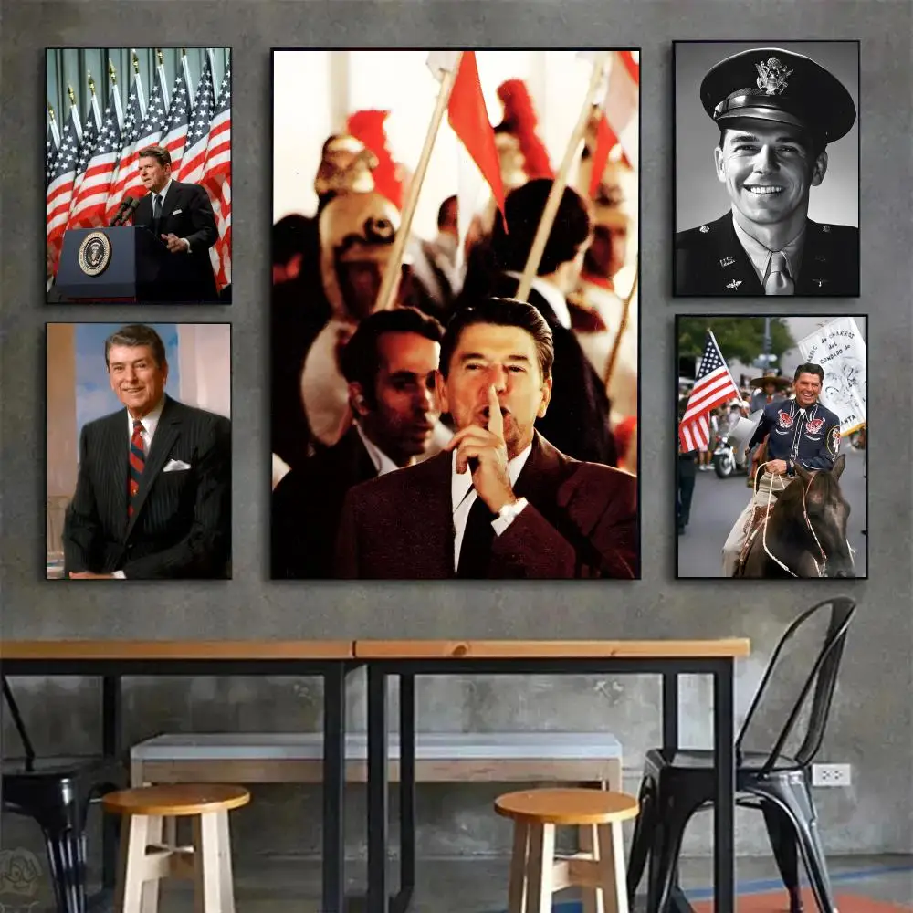 politician conservative R-Ronald Wilson R-Reagan Poster Poster Painting Wall Art Mural for Living Room Home Decor and Gifts