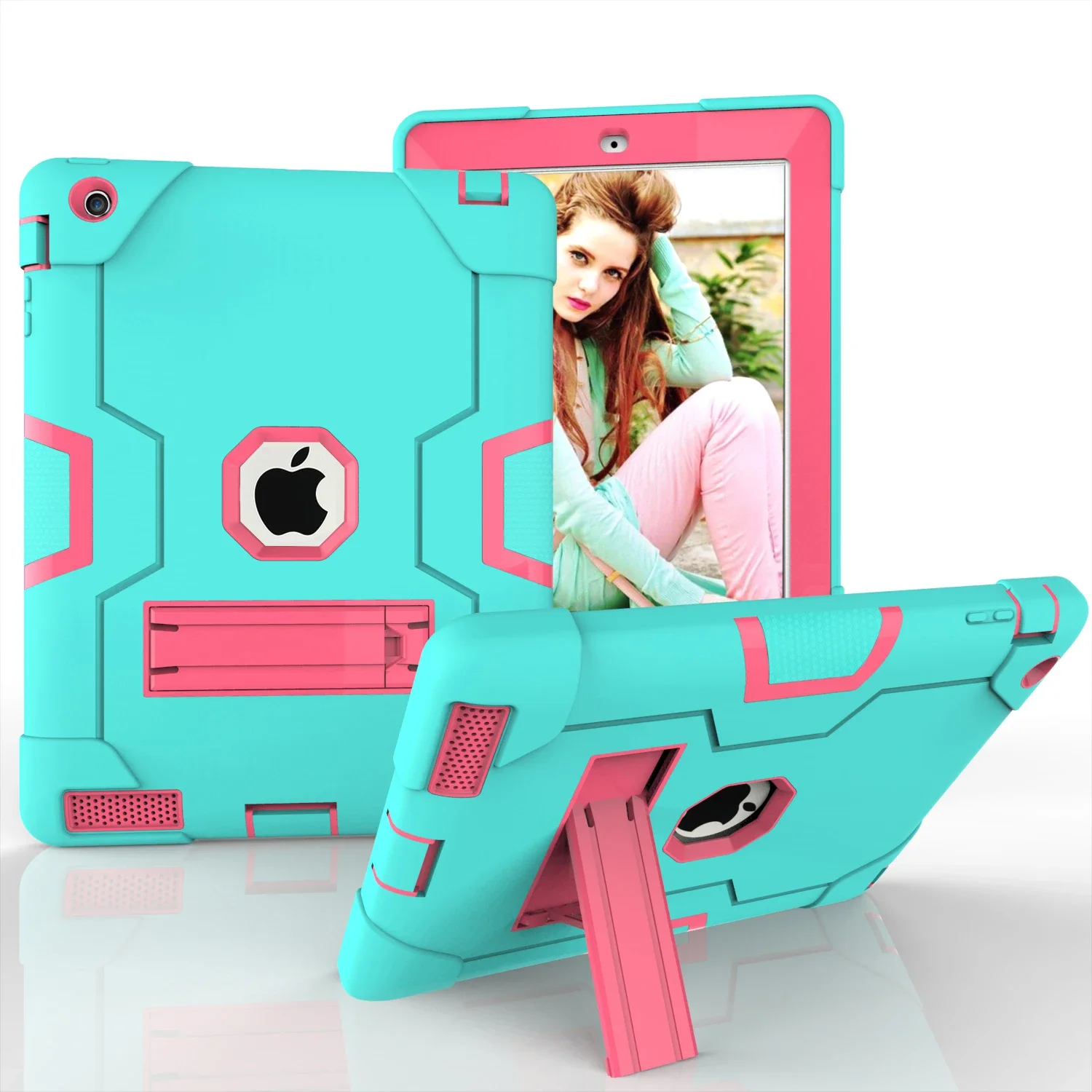 For iPad 4 Case Models A1458 A1459 A1460 Shockproof Cover Kickstand Kids Silicone Full Body Protective Case for iPad 2 3 4 Cover