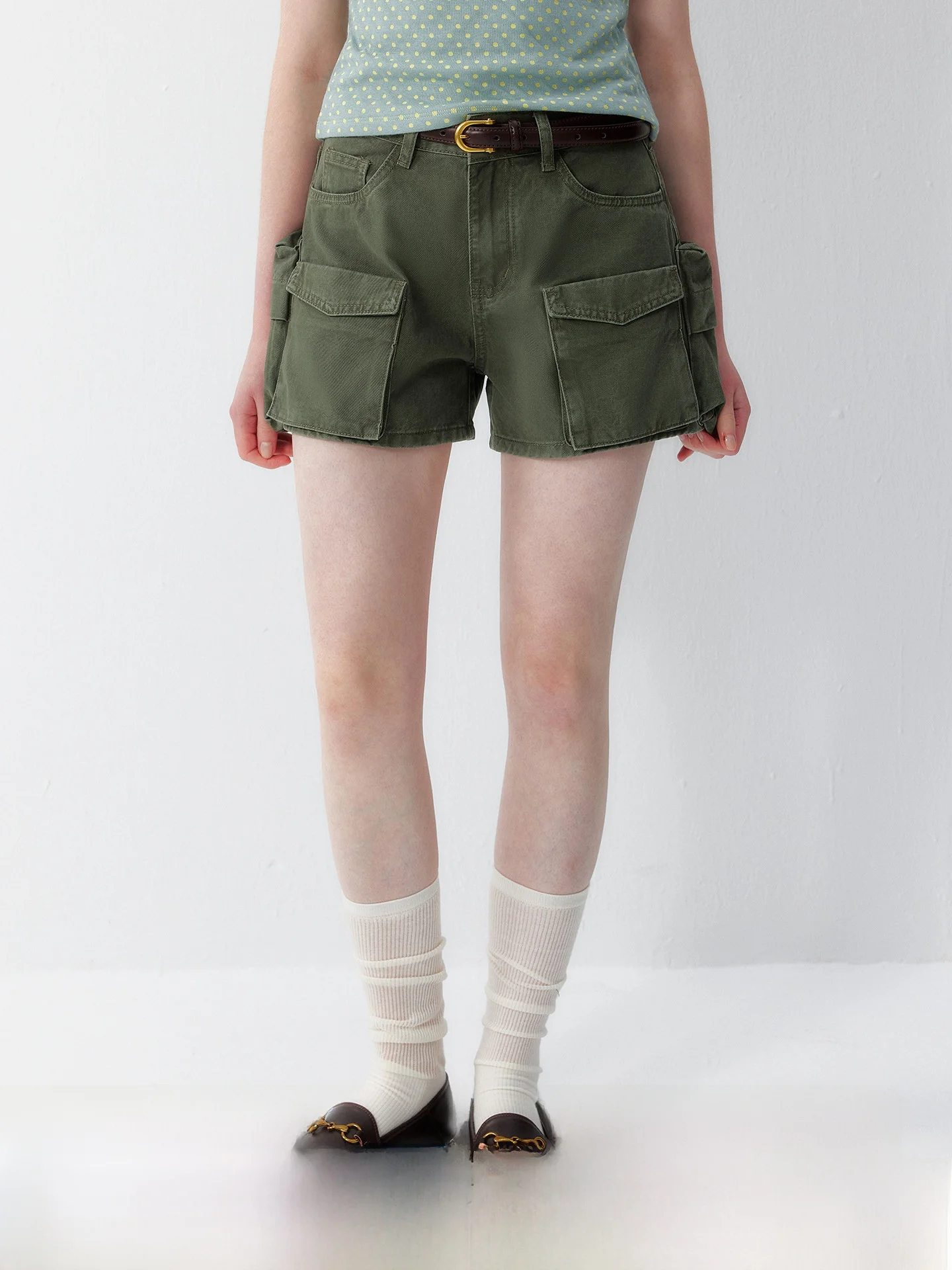 High Waist Cotton Denim Shorts Women's Summer New Style Multi Pocket Workwear Breathable Skin-Friendly Pure Color Hot Pants