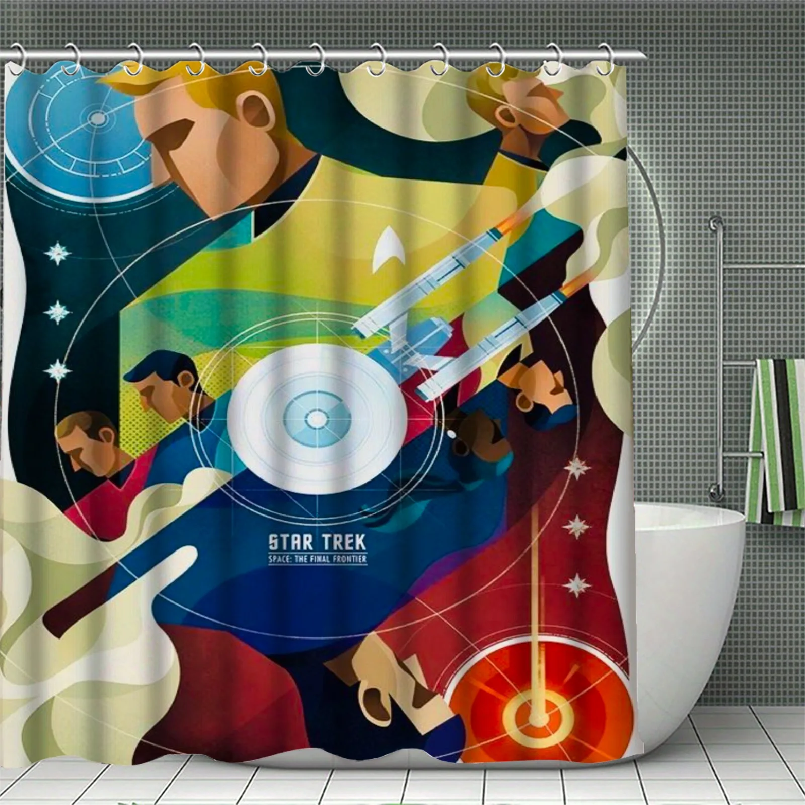 S-Star T-Trek Shower Curtain USS Enterprise NCC-1701 TOS AOS Print,  Waterproof Bath Curtain for Bathroom Decor  Gift