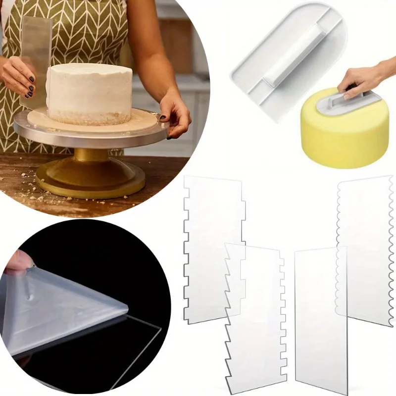 Cake Decorating Smoother Edge Comb Icing Scraper Fondant Tools for Perfect Cake Edges Stripes Polishing Essential for Bakers