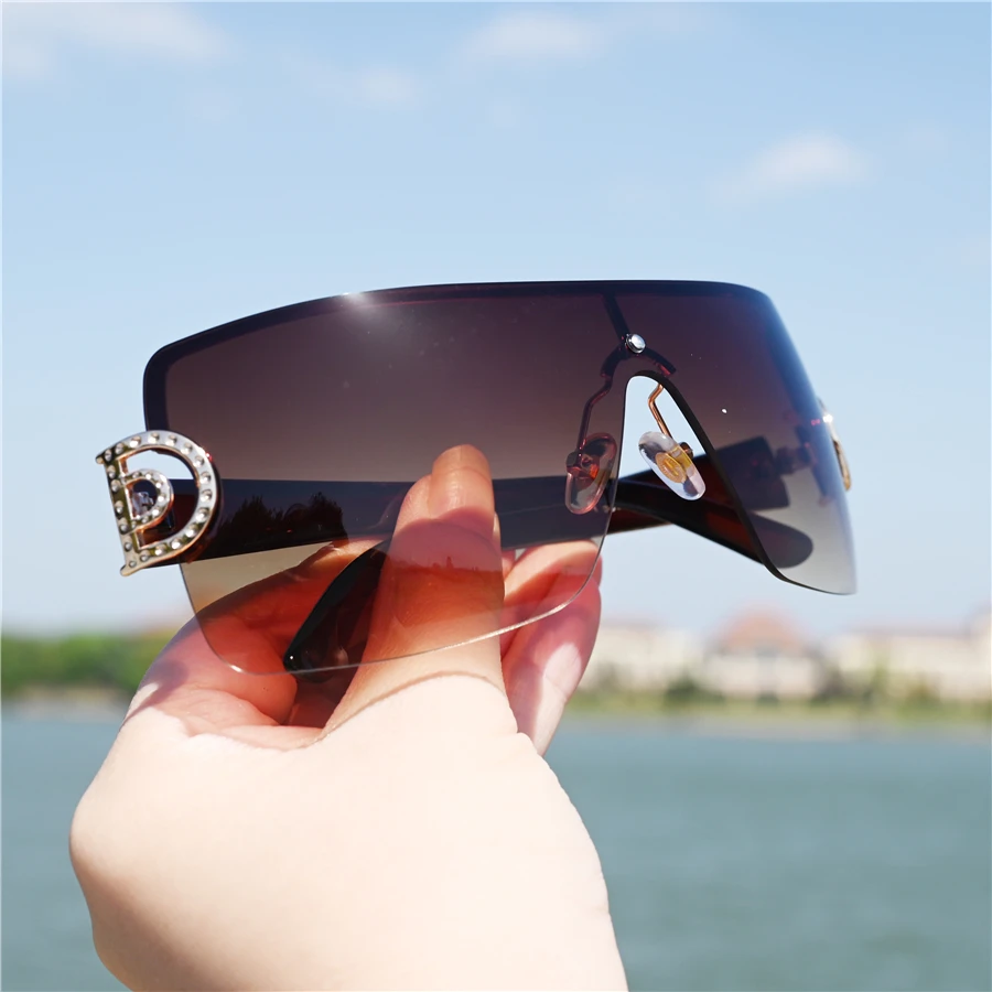 Women Fashion Sunglasses Female One Piece Narrow Goggles Brown Black Steampunk Eyewear