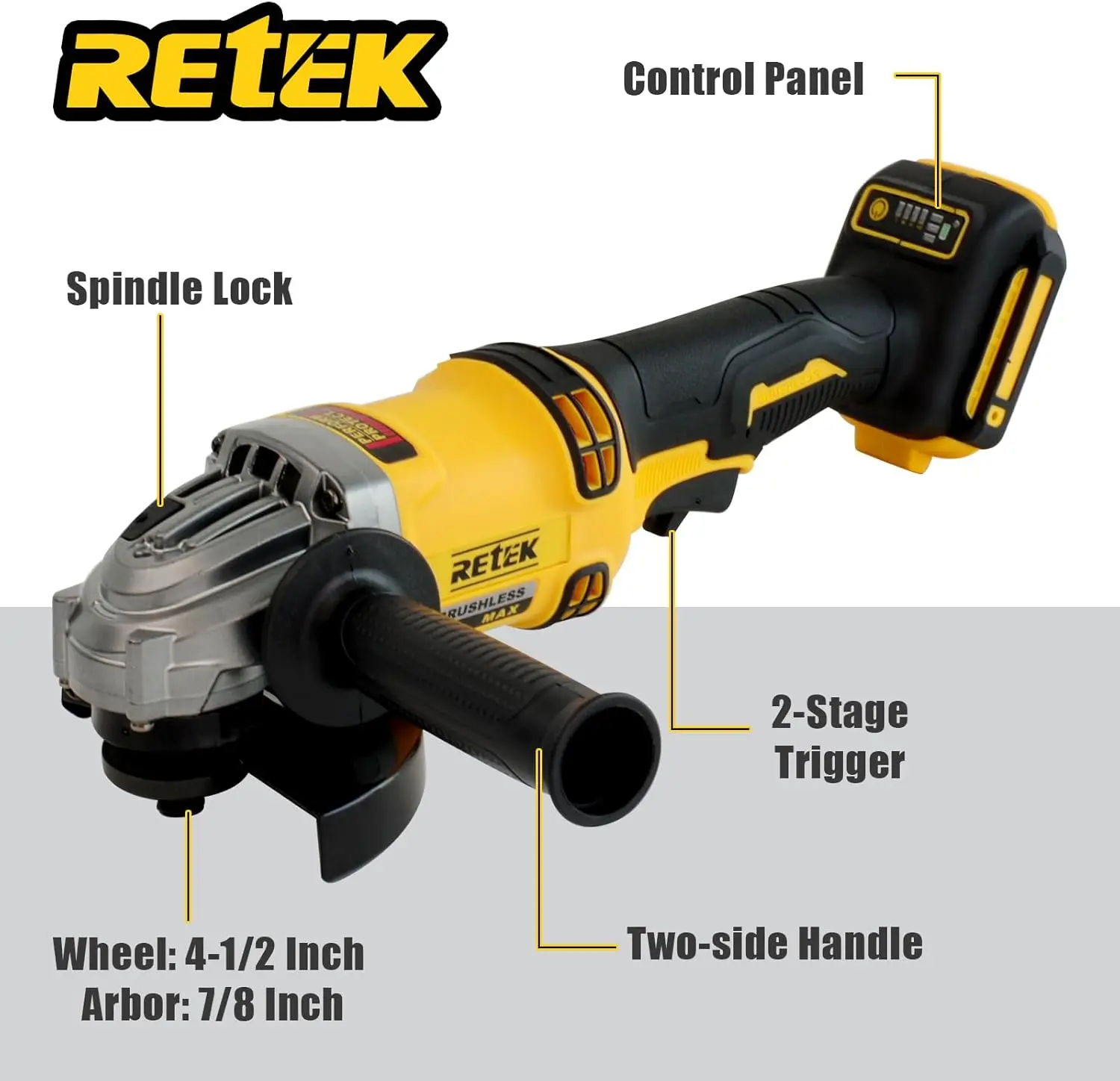 Cordless Angle Grinder Compatible with DeWalt 20V MAX Battery, 8000 RPM Brushless Motor, 3 PCS 4-1/2