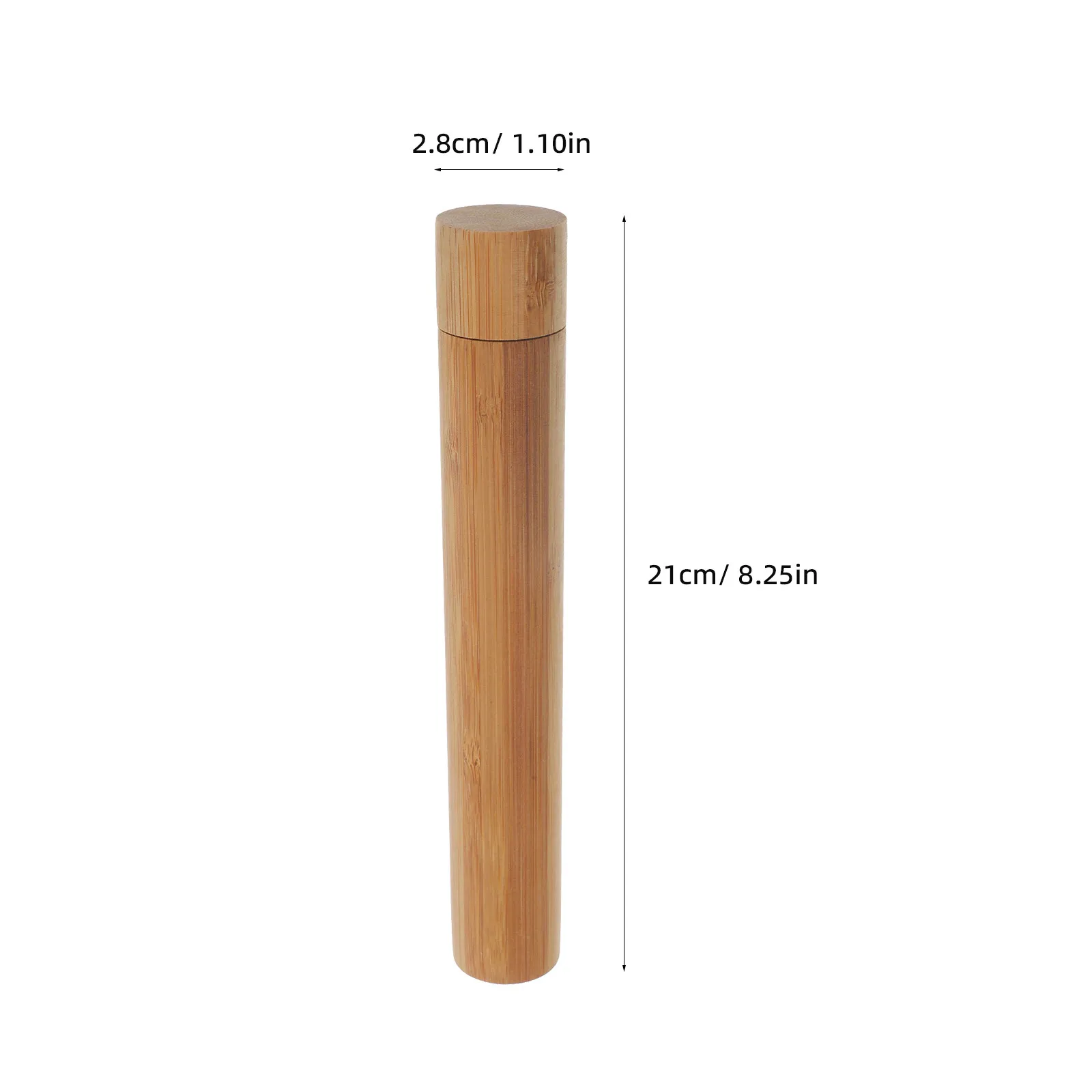 Portable Toothbrush Cartridge Bathroom Storage Tube Light Brown Hiking Bamboo Case