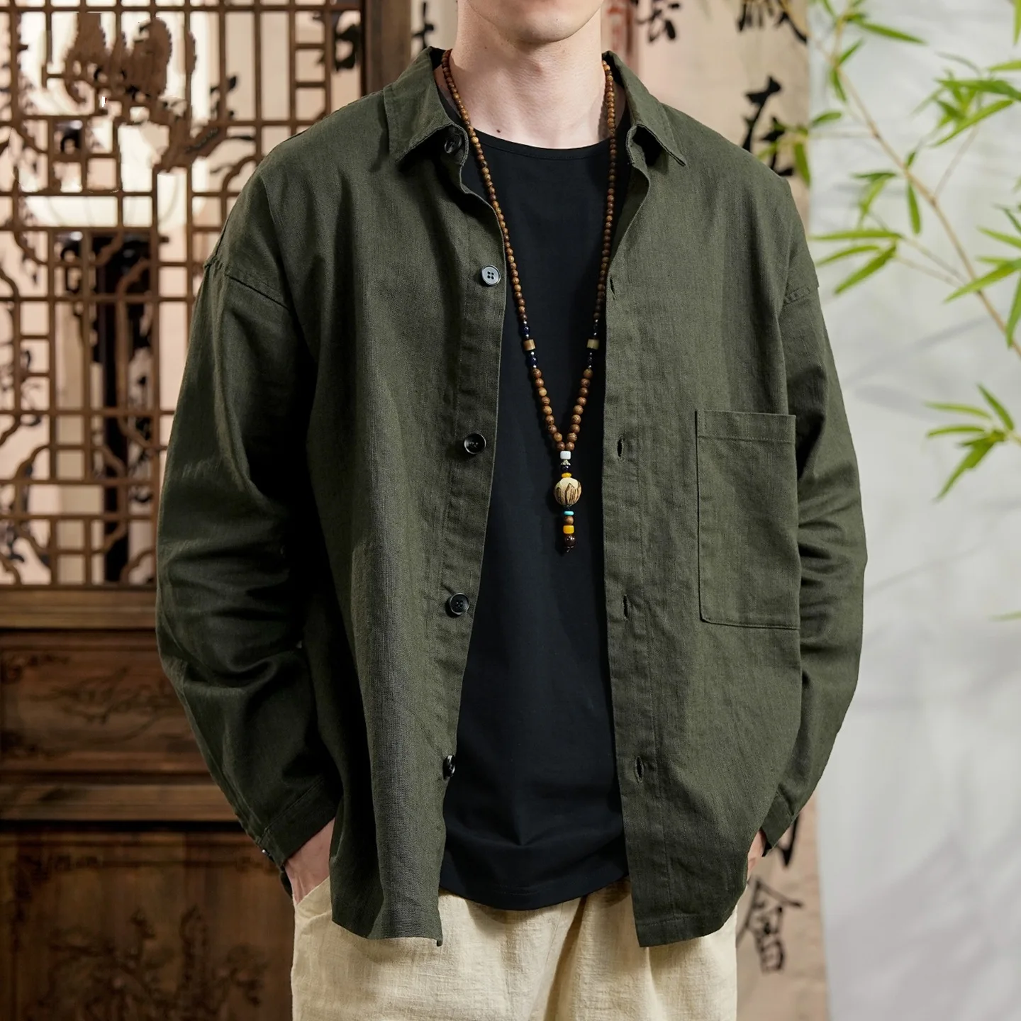 

Korean Fashion Vintage Casual Commute Shirt Men Japanese Streetwear Loose Long Sleeve Lightweight Cargo Shirts Male Clothes
