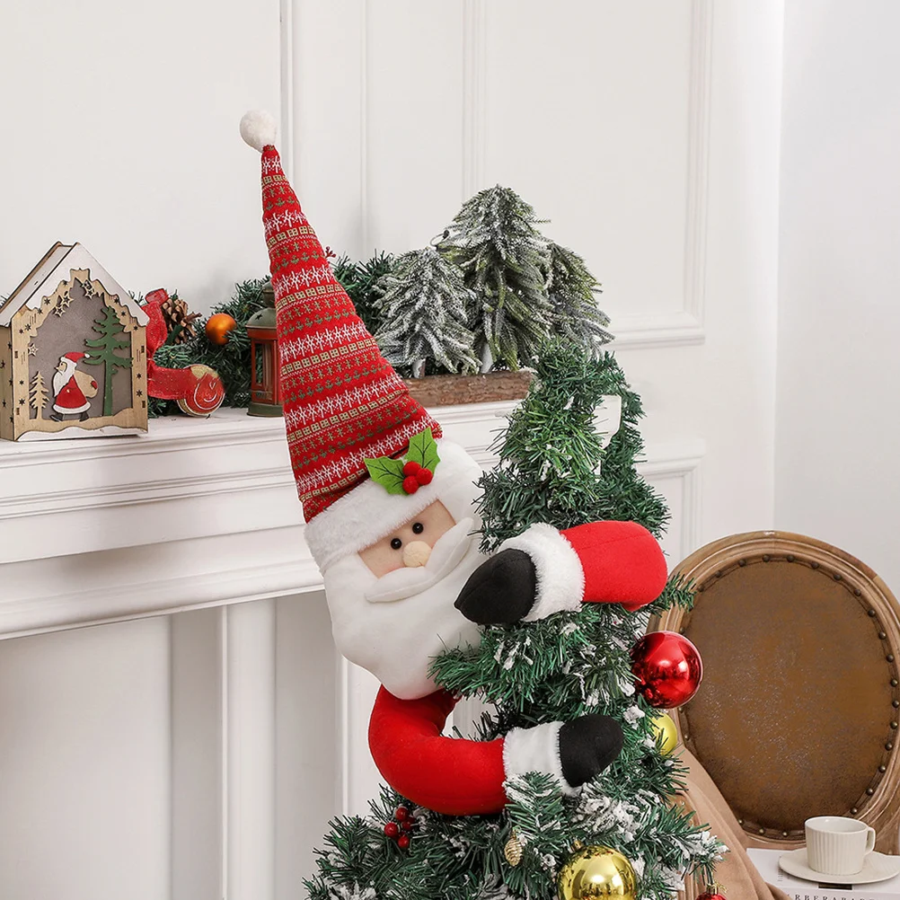 

Christmas Tree Topper Santa Hugging Xmas Tree Decoration Home Holiday Xmas Window Decor Christmas Decorations