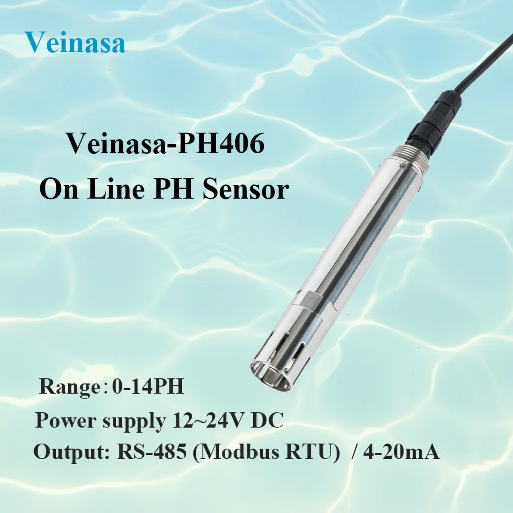 

Veinasa-PH406 Digital 0-14pH Stainless Steel PH Tester Sensor RS485 Water Quality Monitoring System for Drinking Water