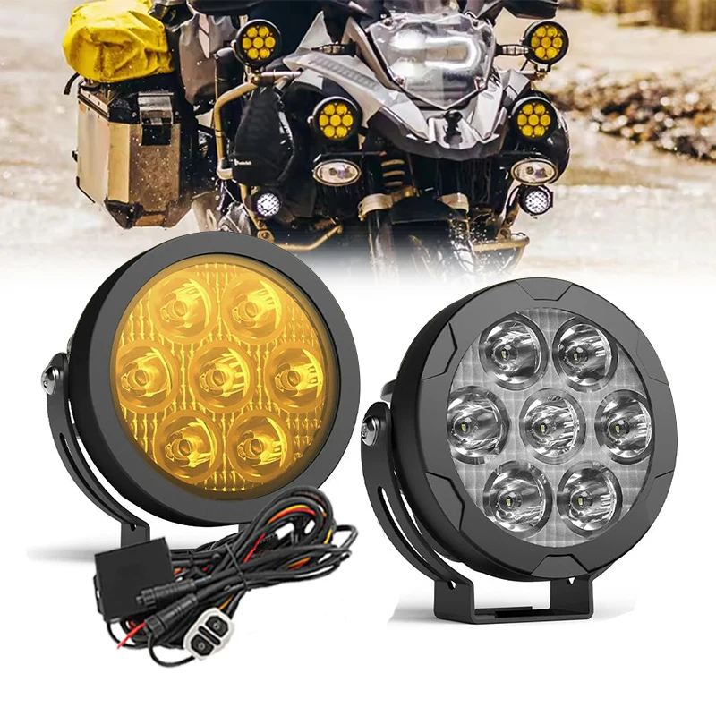 

Motorcycle 7-bead Spotlights ADV LED Auxiliary Spotlight Superbright Flashing Fog Light Waterproof Interface For BMW R1200GS