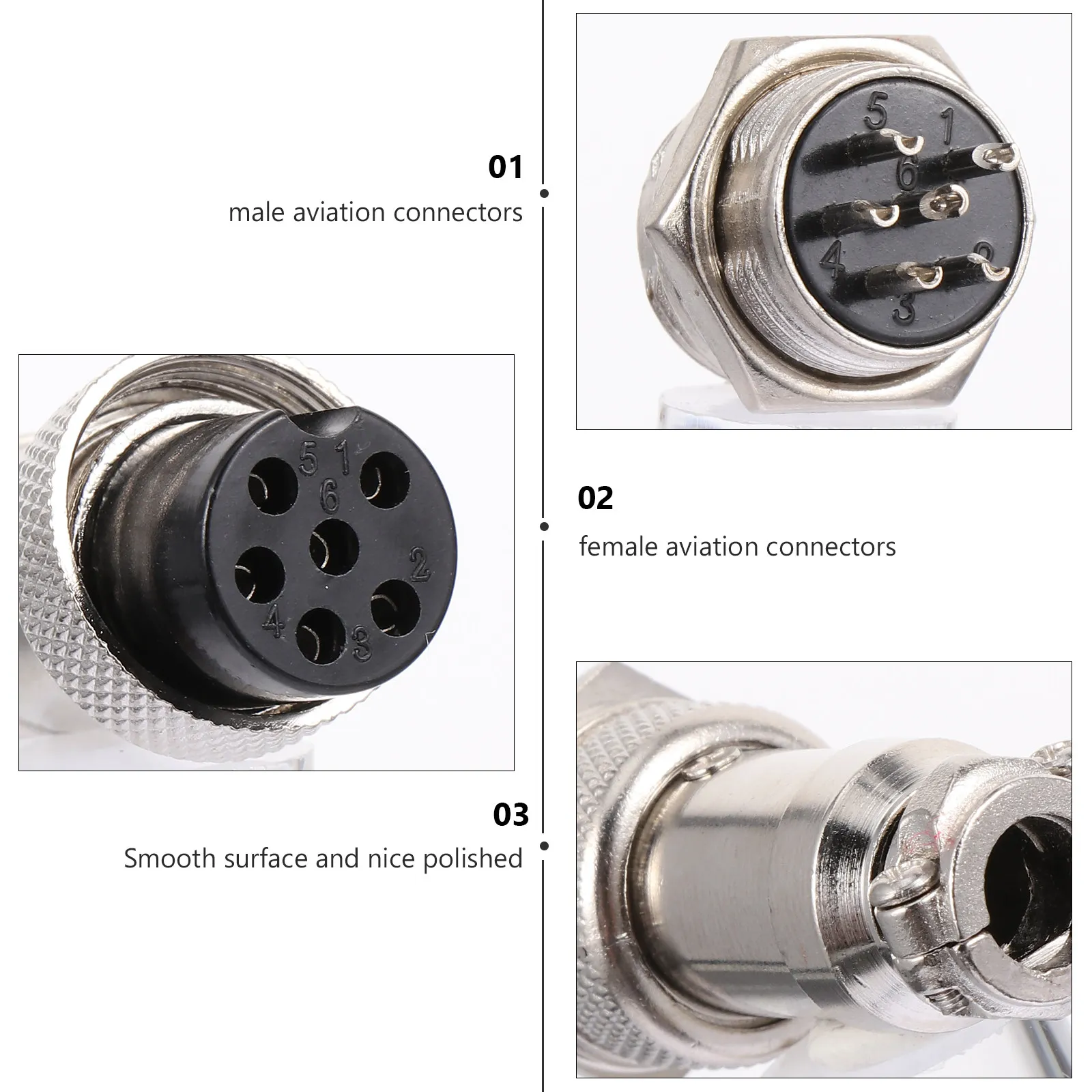 12Pcs Aviation Plug Circular Connector 6 Pin Reliable Cable Joint for Electrical Equipment Measurement Systems