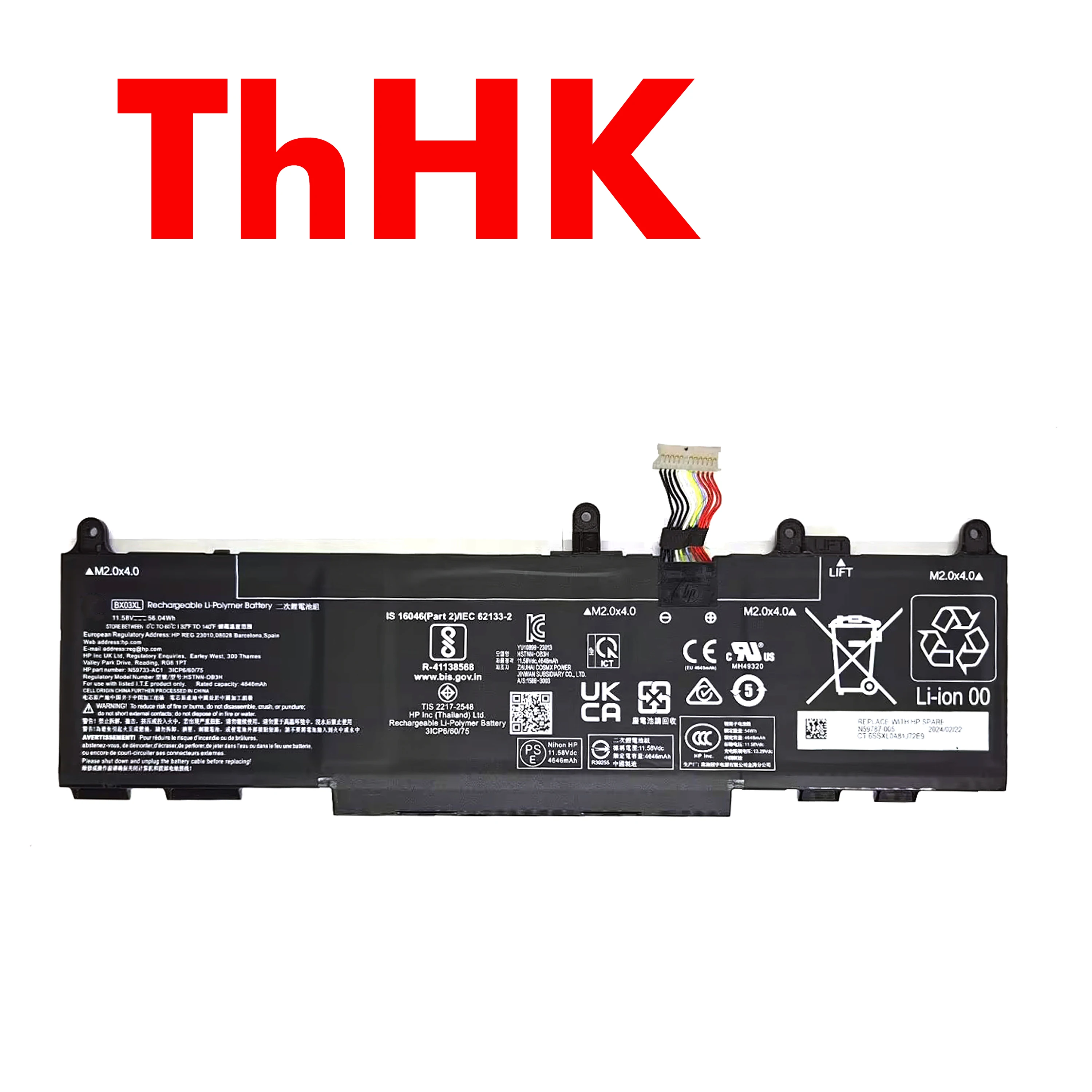 Genuine Original 11.58V 56.04WH BX03XL 996QA249H BX03056XL HSTNN-AB1D  Battery For HP Elite X360 830 G11 2 In 1