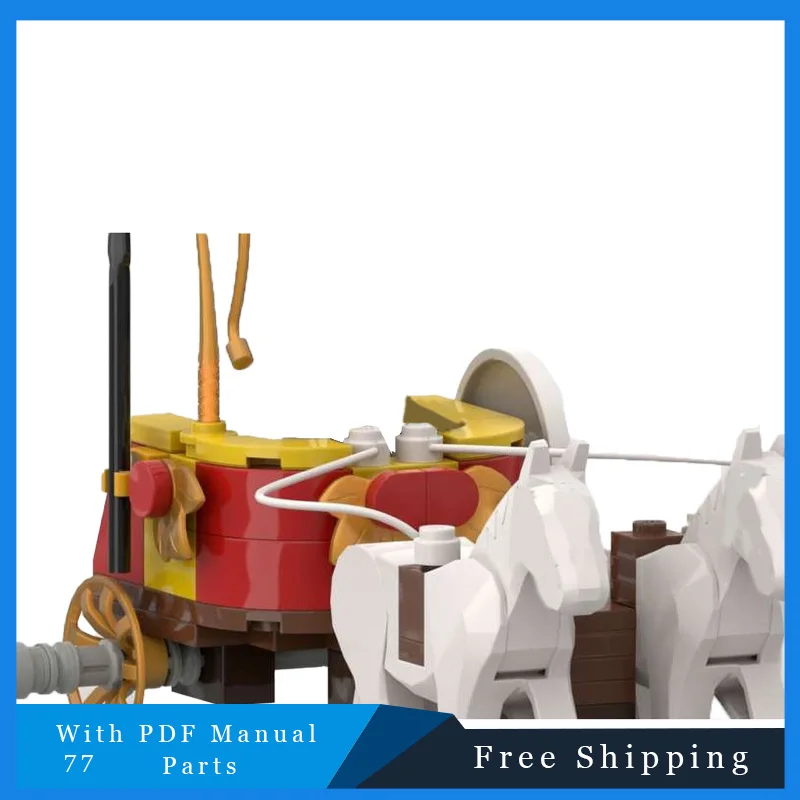 77-teile mittelalterliche Retro-Streichwagen modulare Modellbausteine Bildung DIY Montage Ziegel Spielzeug Kinder kreative Geburtstagsgeschenke